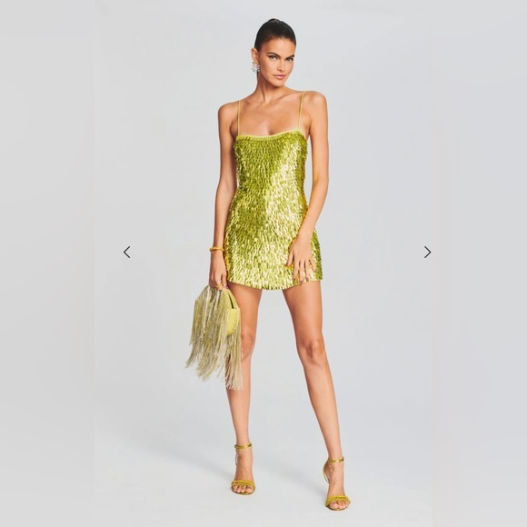 Retrofete Lime Sequin Mini Dress - Picture 1 of 4